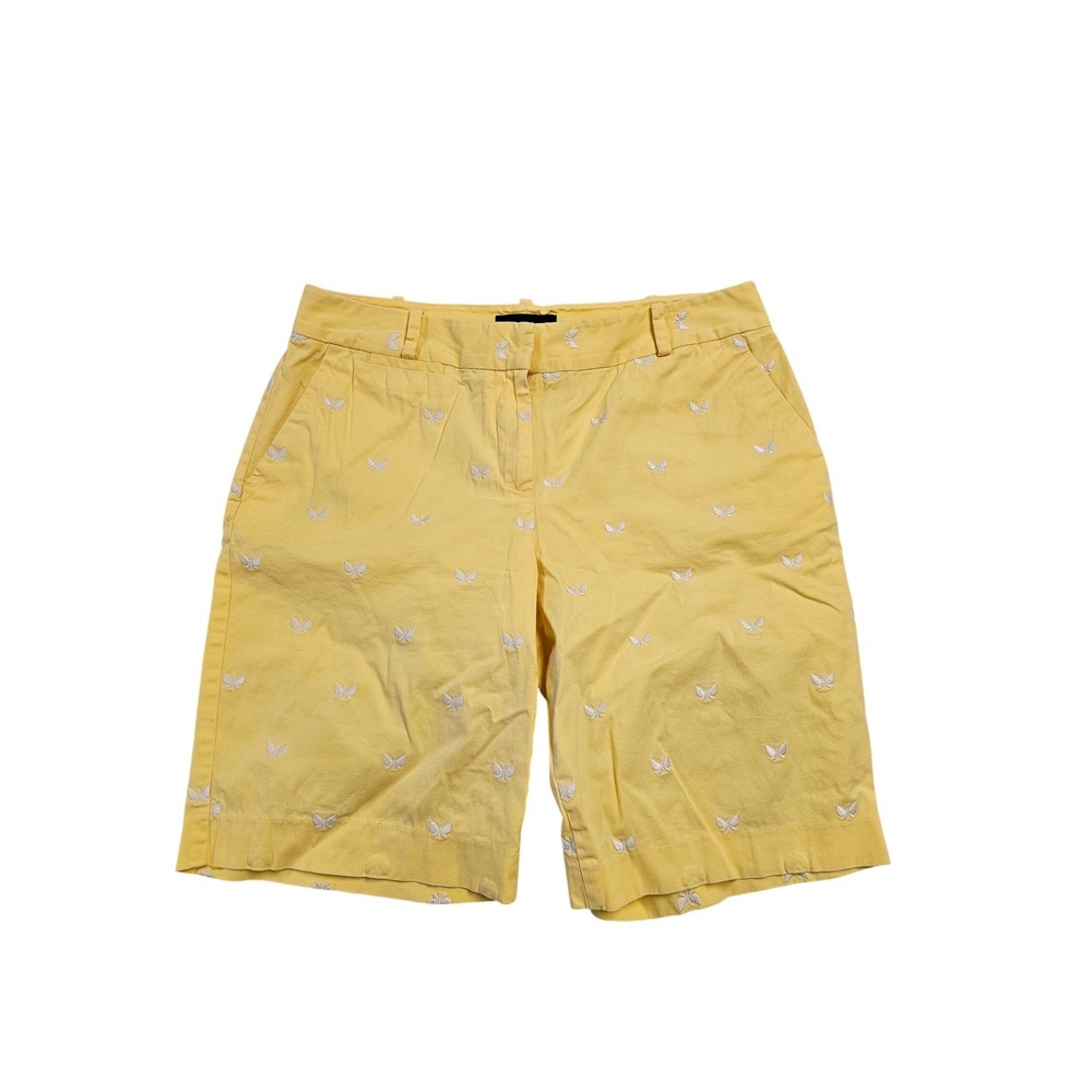 Talbots Yellow Butterfly‎ Embroidered Chino Shorts Womens 8 Preppy Summer 5432